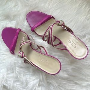 AUTHENTIC GUCCI PINK RIBBON SANDALS (37 EU) USED.